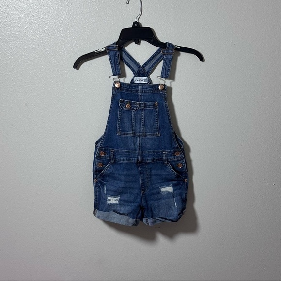 Jordache Girls Denim Blue Overall Shorts shortalls size M(7/8) - Picture 1 of 7